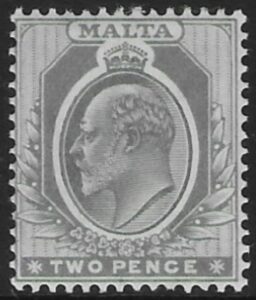 1904-14 Malta SG.51 2d grey Perf.14 multi crown CA Lightly M/M