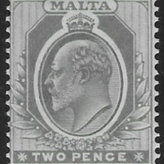 1904-14  Malta  SG.51  2d grey Perf.14  multi crown CA  Lightly M/M