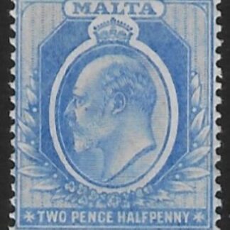 1904-14  Malta  SG.53  2½d  bright blue Perf.14  multi crown CA  Lightly M/M