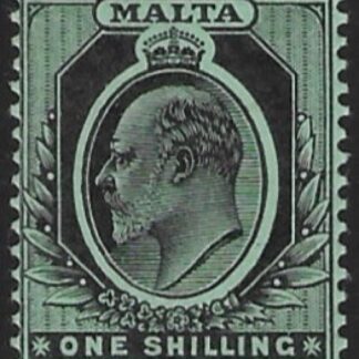 1904-14  Malta  SG.62  1s black/green Perf.14  multi crown CA   Lightly M/M