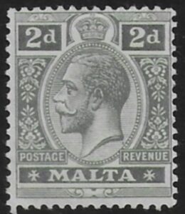 1914-21 Malta SG.75 2d grey. Perf.14 multi crown CA M/M