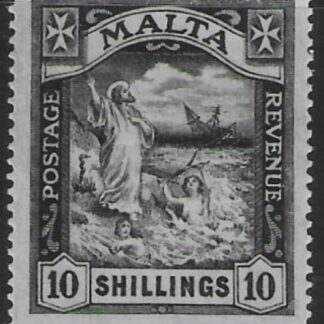 1921-2  Malta  SG.104  10s black.  Perf.14 multi script CA    M/M
