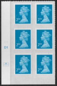 U2995  2nd blue CB  MA10  Cyld. D1  grid position  R1 C2   DLR  U/M (MNH)