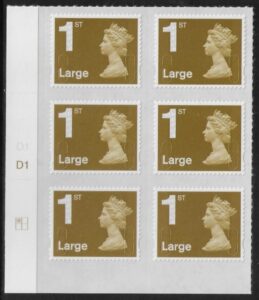U3001  1st Large. gold  MA11 cyld. D1  grid position R1  C1  DLR  U/M (MNH)