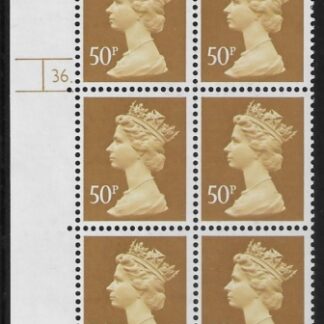 U430 (x991a)  Harrison 50p ochre  (ACP) PVAD. cyld.36 dot    U/M (MNH)