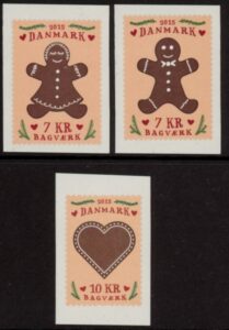 2015 Denmark SG.1792-2b Winter Stamps Gingerbread Set of 3 values U/M (MNH)