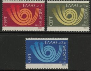 1973 Greece SG.1249-51. Europa - Posthorn. 3 values U/M