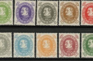1930 Denmark. SG.255-264  60th  Birthday of King Christian X set 10 values. mounted mint.