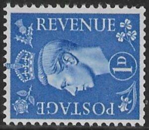 SG.504a 1d light ultramarine. sideways watermark.(1950 New colours) U/M (MNH)