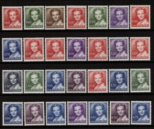 1982-90 Denmark SG.715-39 Queen Margrethe set 28 values. U/M (MNH)