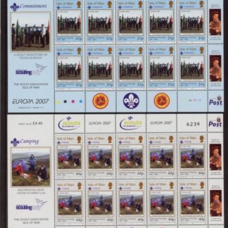 2007 Isle of Man SG.1343 - 4 Europa Sheets. Centenary of Scouting Face Value £7.50 U/M (MNH)