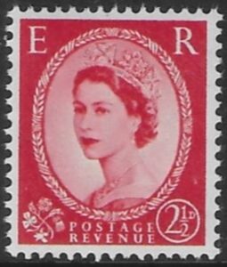 SG.519 2½d carmine-red  Type 1   (1952 Tudor Wmk) U/M (MNH)