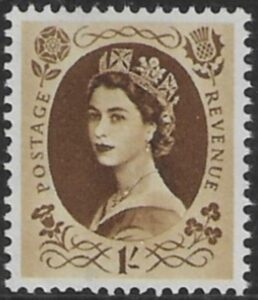 SG.529  1s  bistre- brown   (1952 Tudor Wmk) U/M (MNH)