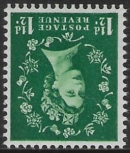 SG.517wi  1½d green  (1952 Tudor Wmk. Inverted) U/M (MNH)