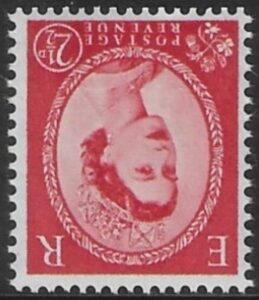 SG.519wi  2½d carmine red  (1952 Tudor Wmk. Inverted) U/M (MNH)