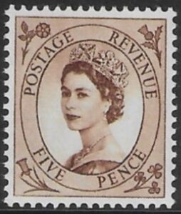 SG.547  5d brown  (1955 Edward Crown Wmk.) U/M (MNH)