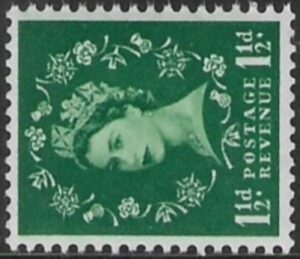 SG.542a 1½d  green (1955 Edward Crown Wmk. sideways.) U/M (MNH)