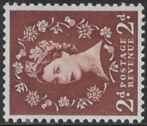 SG.543d 2d  light red-brown. (1955 Edward Crown Wmk. sideways.) U/M (MNH)