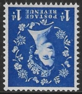 SG.541wi  1d ultramarine. (1955 Edward Crown Wmk. inverted.) U/M (MNH)