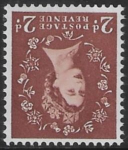 SG.543bwi  2d light red-brown. (1955 Edward Crown Wmk. inverted.) U/M (MNH)