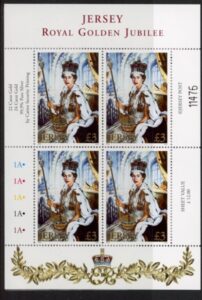 2002 Jersey SG.1029 Golden Jubilee. sheetlet of 4 .(face = £12.00) U/M (MNH)