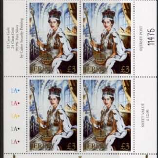 2002 Jersey SG.1029 Golden Jubilee. sheetlet of 4 .(face = £12.00) U/M (MNH)