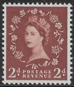 SG.573 2d light red-brown (1958 Multi Crowns Wmk.) U/M (MNH)