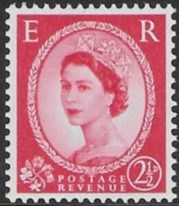 SG.574k 2½d carmine red T2 chalky (1958 Multi Crowns Wmk.) U/M (MNH)