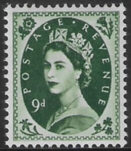 SG.582 9d bronze green (1958 Multi Crowns Wmk.) U/M (MNH)