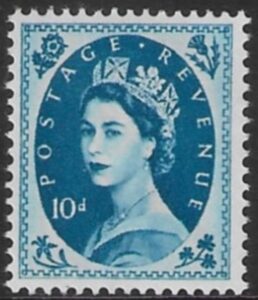 SG.583 10d prussian blue (1958 Multi Crowns Wmk.) U/M (MNH)