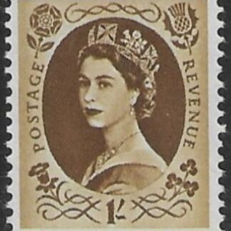 SG.584  1s bistre brown (1958 Multi Crowns Wmk.) U/M (MNH)