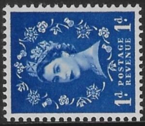 SG.571a 1d ultramarine (1958 Multi Crowns sideways Wmk.) U/M (MNH)