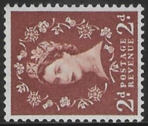 SG.573a 2d light red-brown (1958 Multi Crowns sideways Wmk.) U/M (MNH)