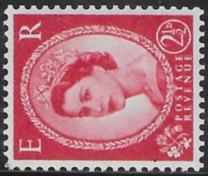SG.574g 2½d carmine red Type 2 (1958 Multi Crowns sideways Wmk.) U/M (MNH)