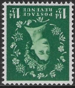 SG.572wi  1½d green (1958 Multi Crowns inverted Wmk.) U/M (MNH)