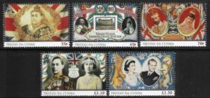 2013 Tristan Da Cunha. SG.1072-6 60th Anniv. Coronation QE II. set 5 values U/M (MNH)
