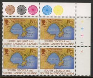 1994 South Georgia SG.251w 17p Wmk Crown to right of CA Variety(block of 4) U/M (MNH)