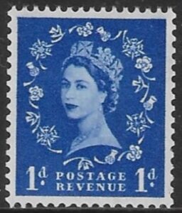SG.588a 1d ultramarine. 'misplaced lines '(1958 2nd graphites) U/M (MNH)