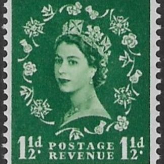 SG.589  1½d green (1958 2nd graphites) U/M (MNH)