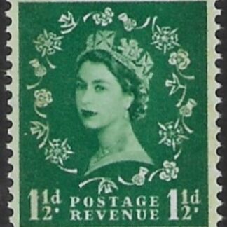 SG.601  1½d  green (1959  Phosphor  graphites Edward Crown watermark) U/M (MNH)