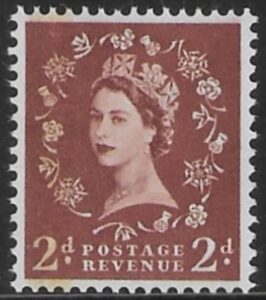 SG.605 2d light red brown (1959 Phosphor graphites. multi crown watermark) U/M (MNH)
