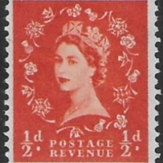 SG.610  ½d orange-red  2 bands (1960 Phosphor crowns wmk.) U/M (MNH)
