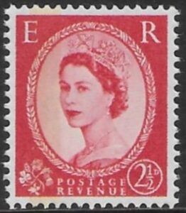 SG.614b   2½d carmine red Type 1  1 band  (1960 Phosphor crowns wmk.) U/M (MNH)