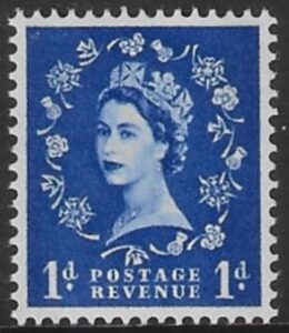 SG.611   1d  ultramarine  2 bands  (1960 Phosphor crowns wmk.) U/M (MNH)