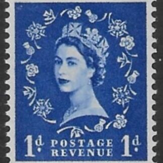 SG.611   1d  ultramarine  2 bands  (1960 Phosphor crowns wmk.) U/M (MNH)