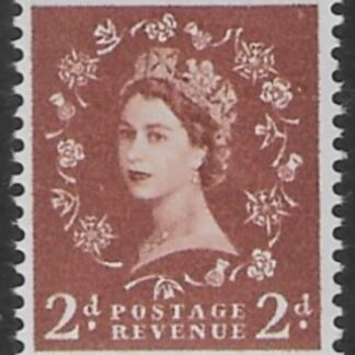 SG.613a   2d  light red-brown  2 bands  (1960 Phosphor crowns wmk.) U/M (MNH)