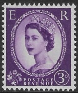 SG.615   3d deep lilac  2 bands  (1960 Phosphor crowns wmk.) U/M (MNH)