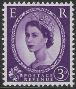 SG.615e   3d deep lilac  centre band  (1960 Phosphor crowns wmk.) U/M (MNH)