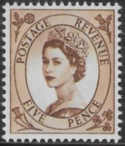 SG.616c   5d deep brown  2 bands  (1960 Phosphor crowns wmk.) U/M (MNH)