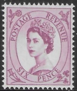 SG.617   6d deep claret  2 bands  (1960 Phosphor crowns wmk.) U/M (MNH)